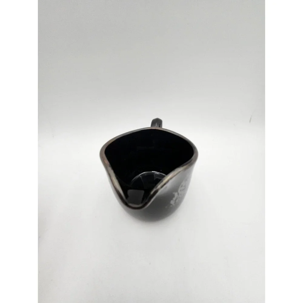 Vtg Black Amethyst Glass Creamer & Sugar W/‎ Silver Design Rockwell Silver Co?